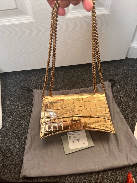 Balenciaga Handbags - Balenciaga XS Chain Bag in metallic gold crocodile-embossed calfskin